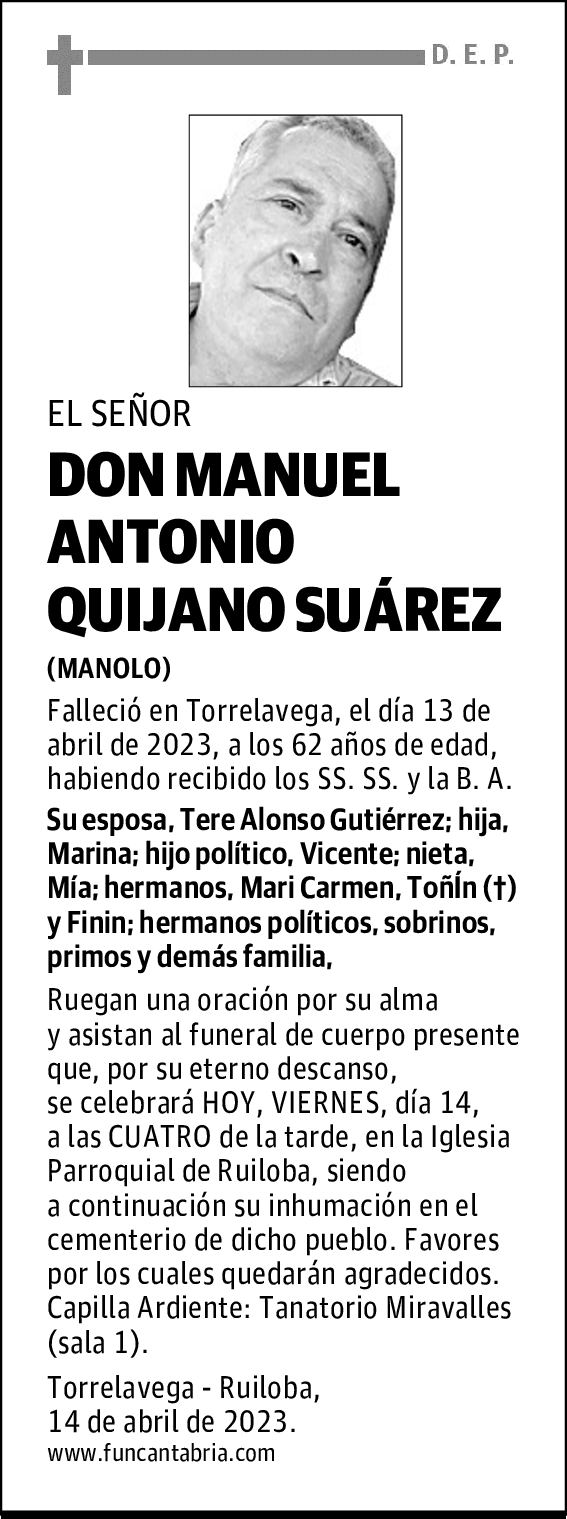 DON MANUEL ANTONIO QUIJANO SUÁREZ