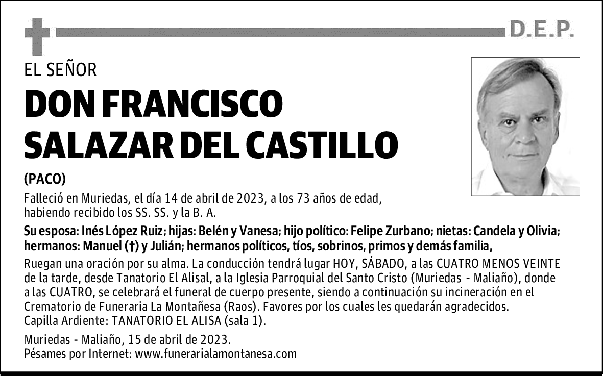 DON FRANCISCO SALAZAR DEL CASTILLO