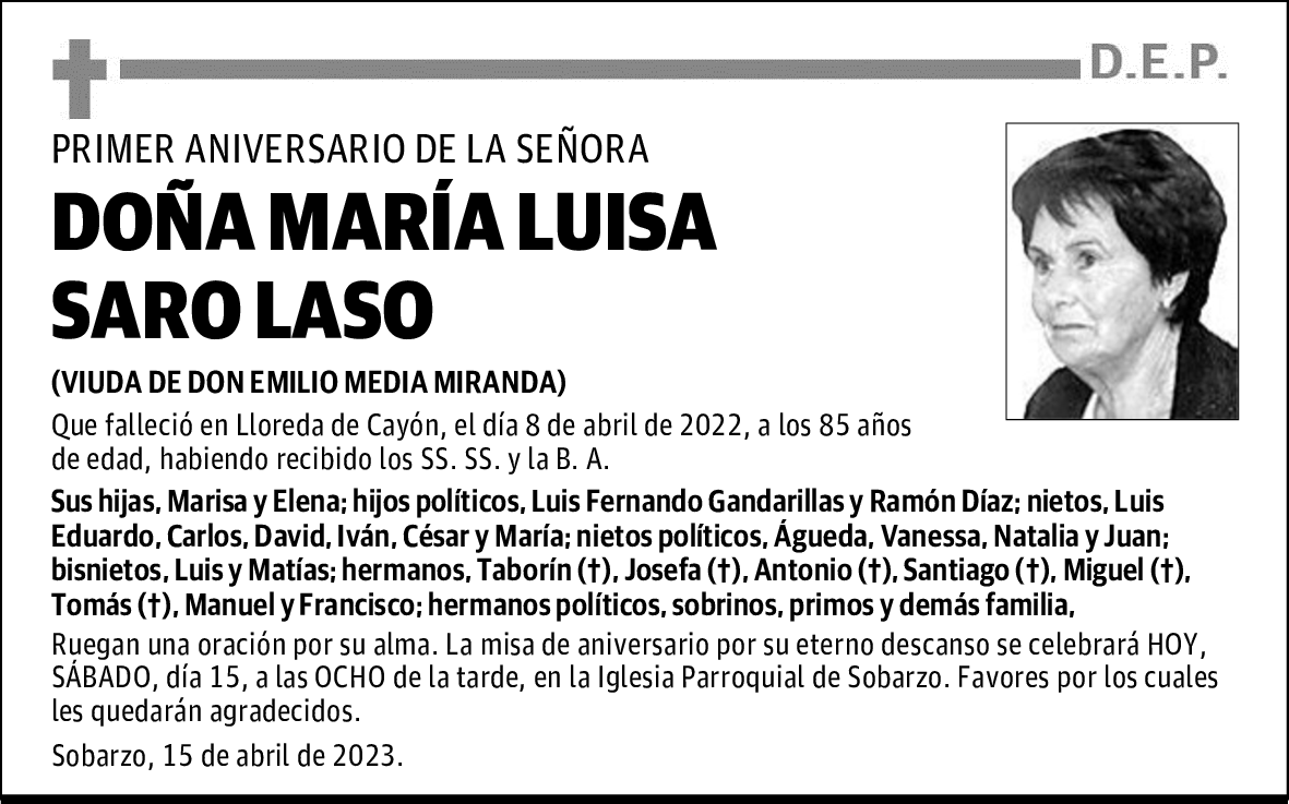 DOÑA MARÍA LUISA SARO LASO