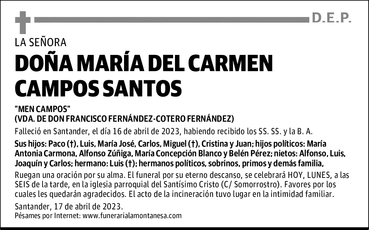 DOÑA MARÍA DEL CARMEN CAMPOS