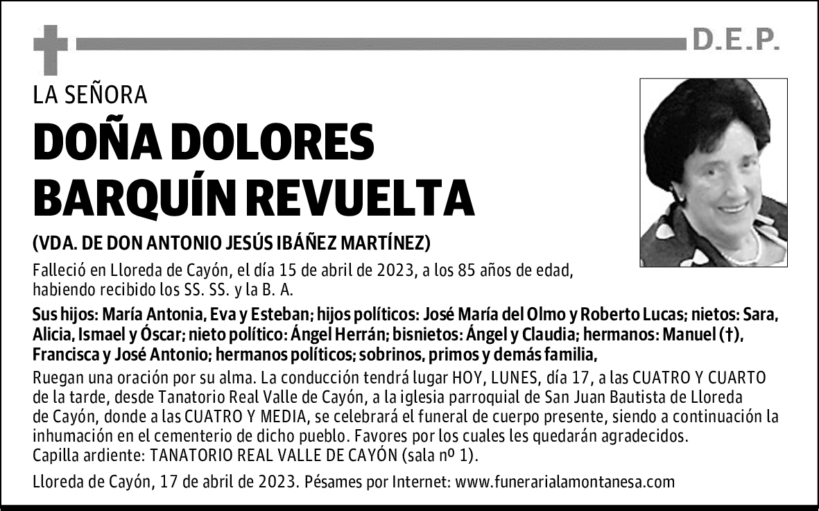 DOÑA DOLORES BARQUÍN REVUELTA