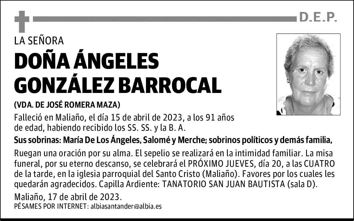 DOÑA ÁNGELES GONZÁLEZ BARROCAL