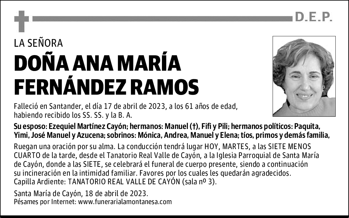 DOÑA ANA MARÍA FERNÁNDEZ RAMOS