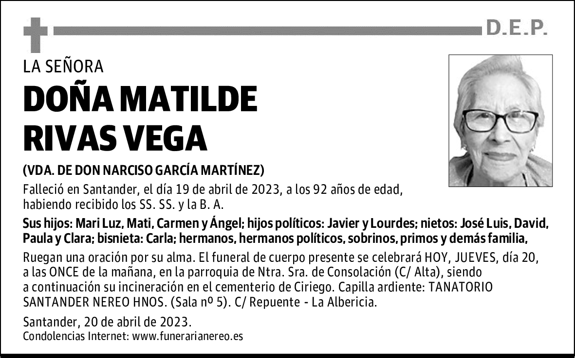 DOÑA MATILDE RIVAS VEGA