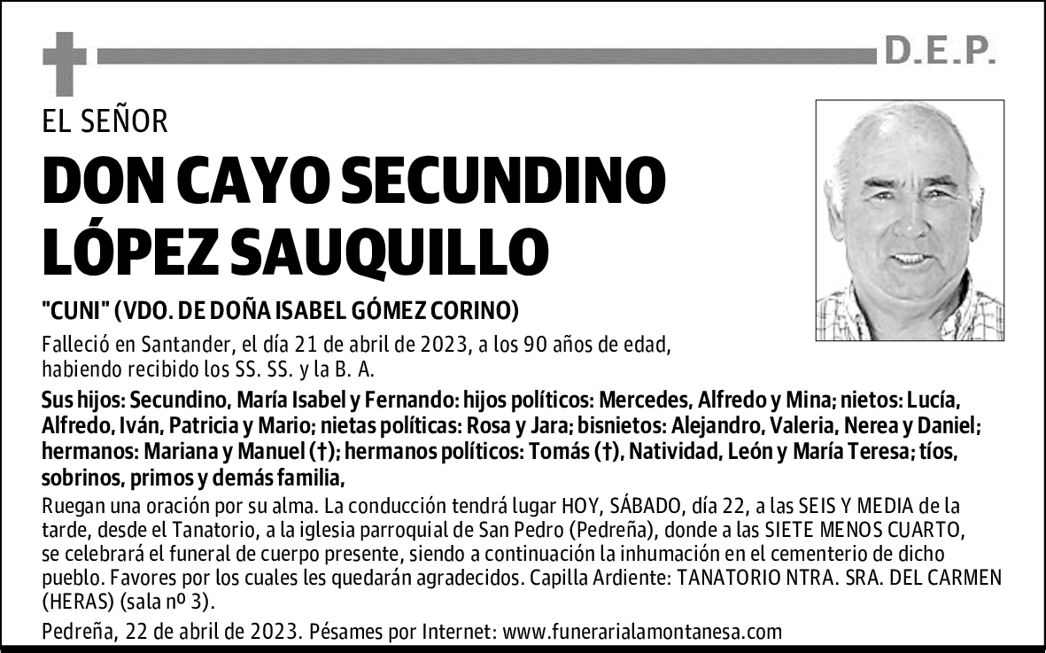 DON CAYO SECUNDINO LÓPEZ SAUQUILLO