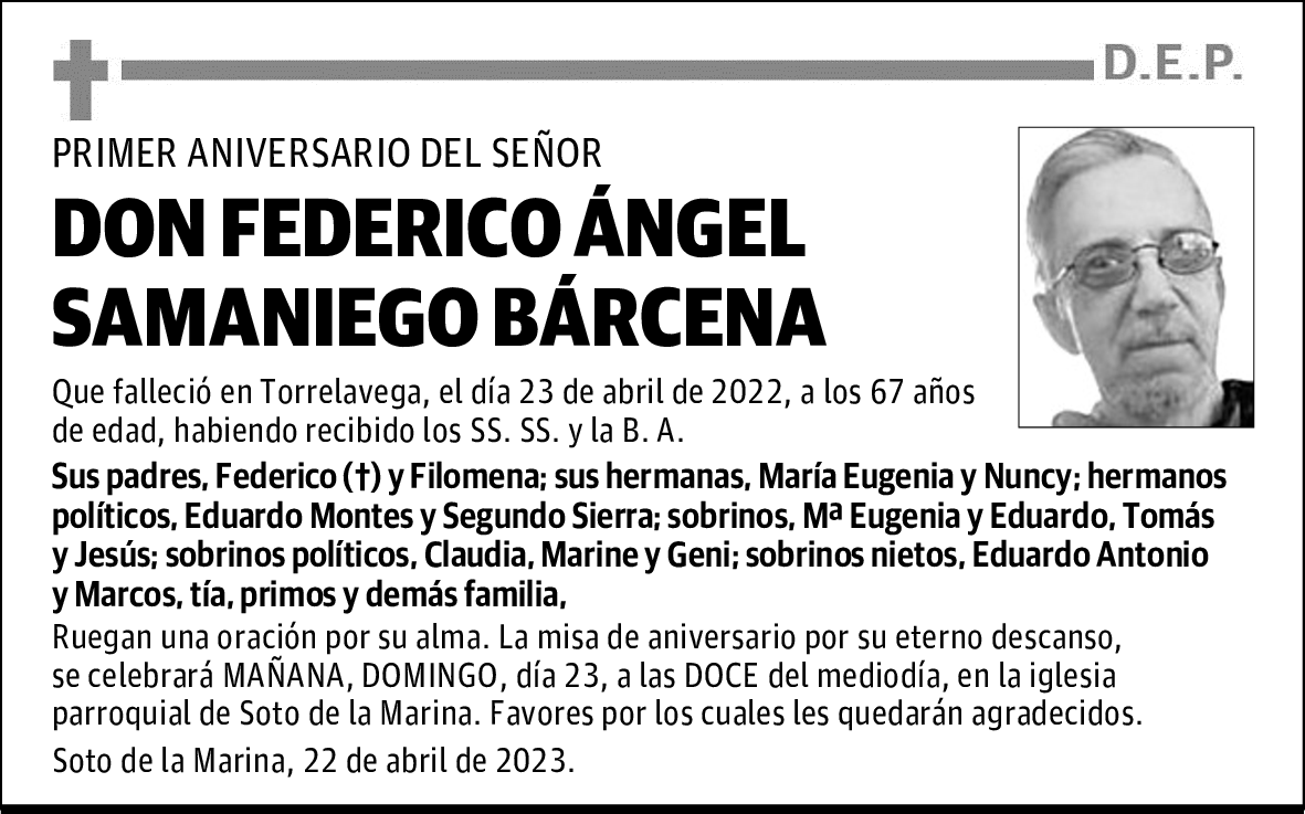 DON FEDERICO ÁNGEL SAMANIEGO BÁRCENA