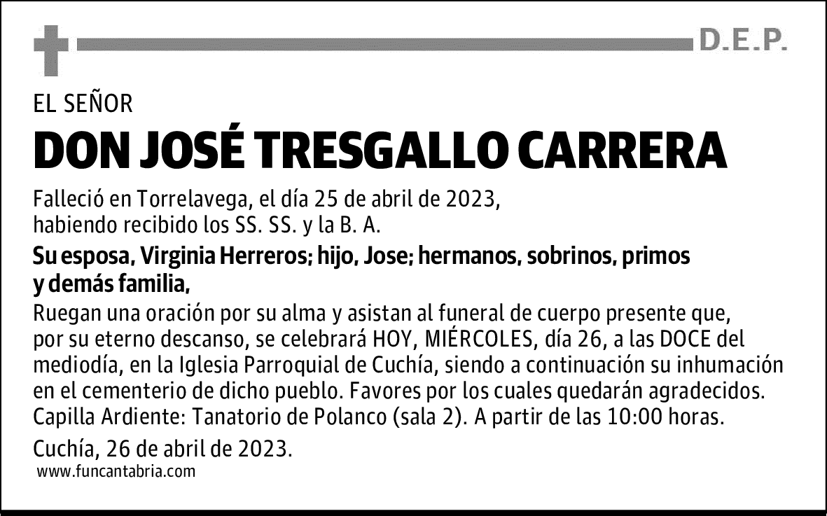DON JOSÉ TRESGALLO CARRERA