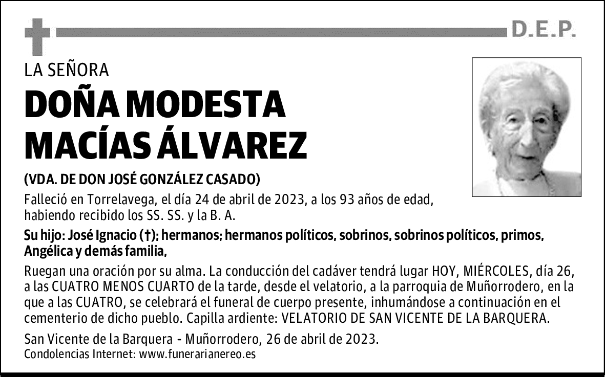DOÑA MODESTA MACÍAS ÁLVAREZ