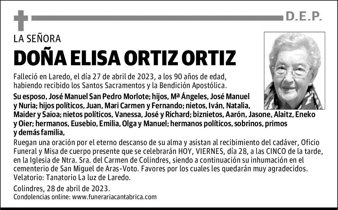 DOÑA ELISA ORTIZ ORTIZ