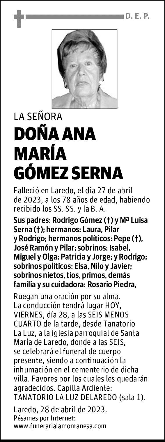 DOÑA ANA MARÍA GÓMEZ SERNA