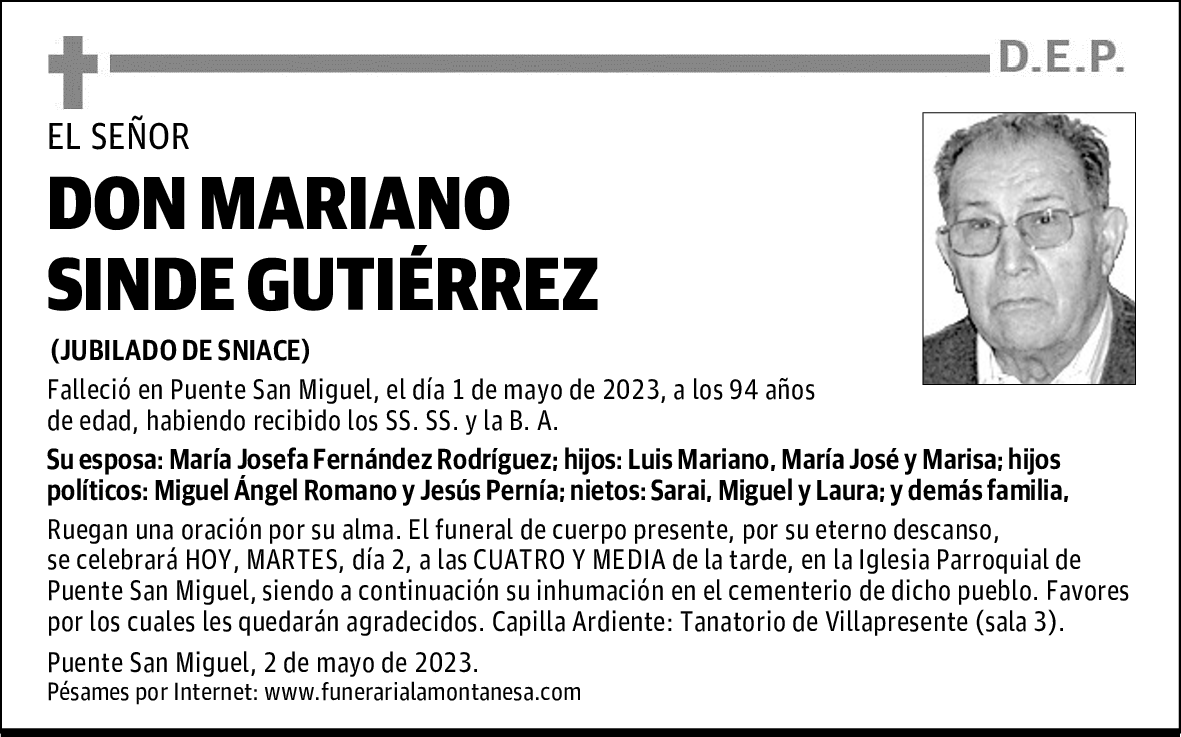 DON MARIANO SINDE GUTIÉRREZ