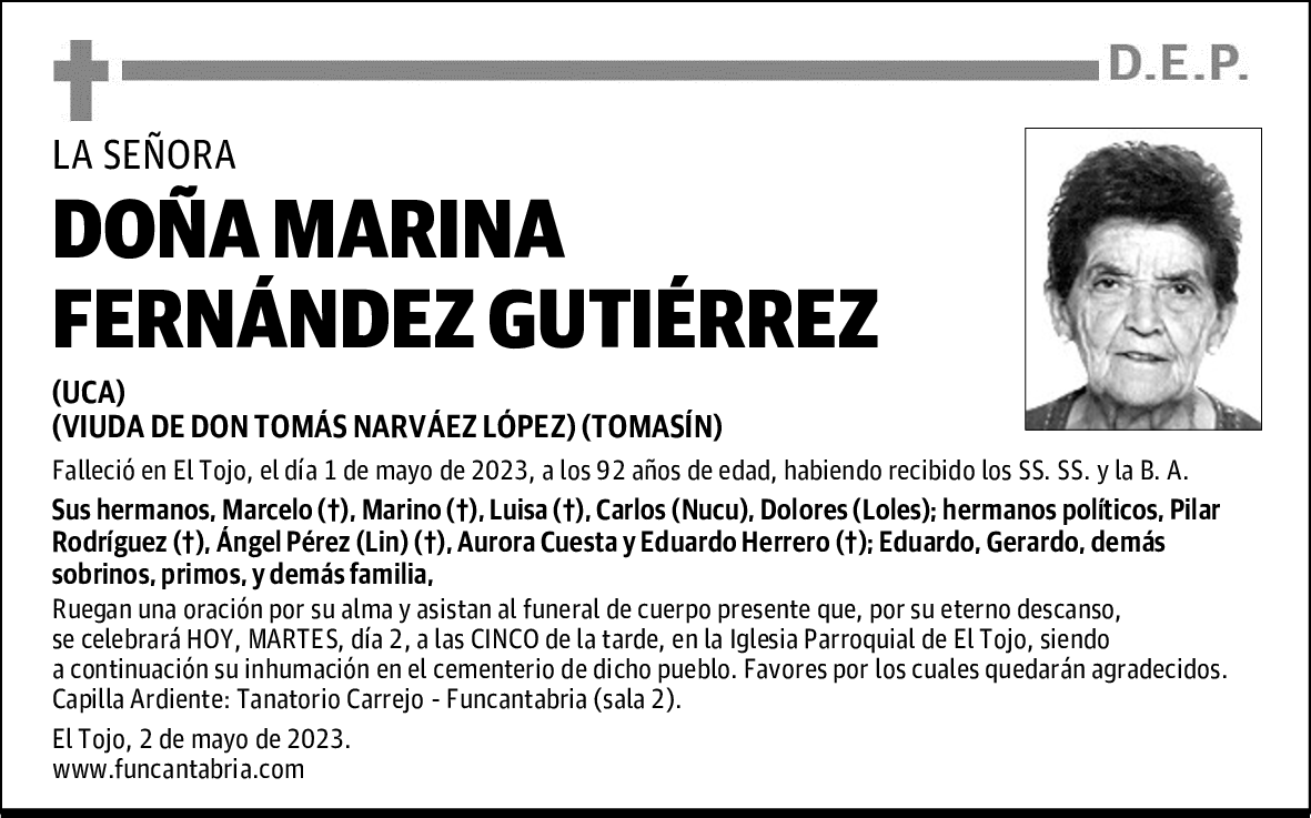 DOÑA MARINA FERNÁNDEZ GUTIÉRREZ