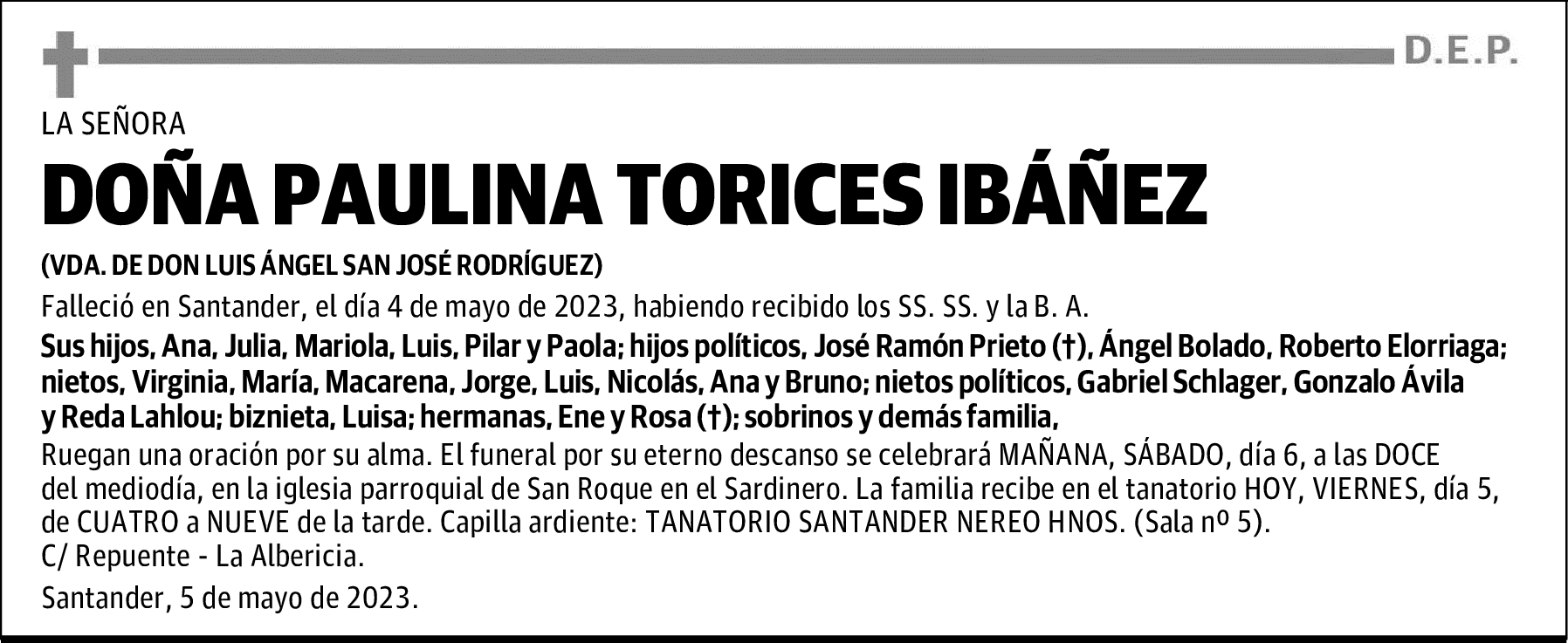 DOÑA PAULINA TORICES IBÁÑEZ