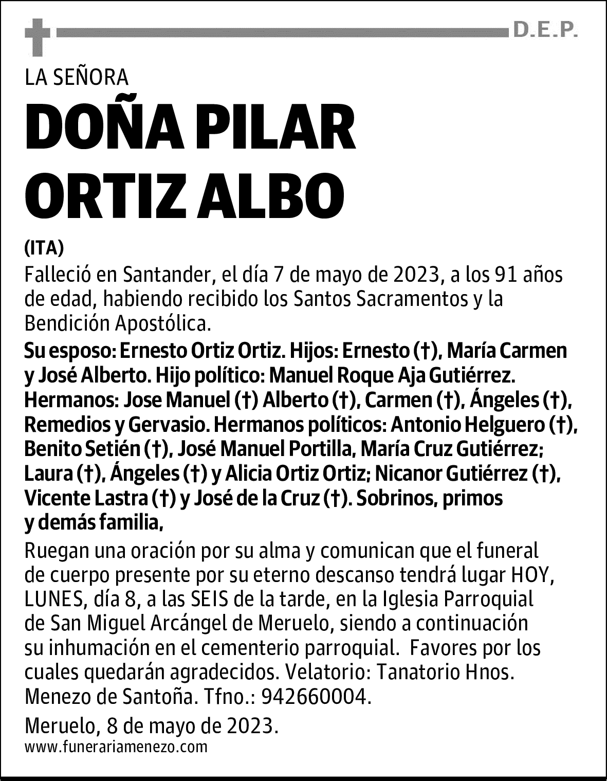 DOÑA PILAR ORTIZ ALBO