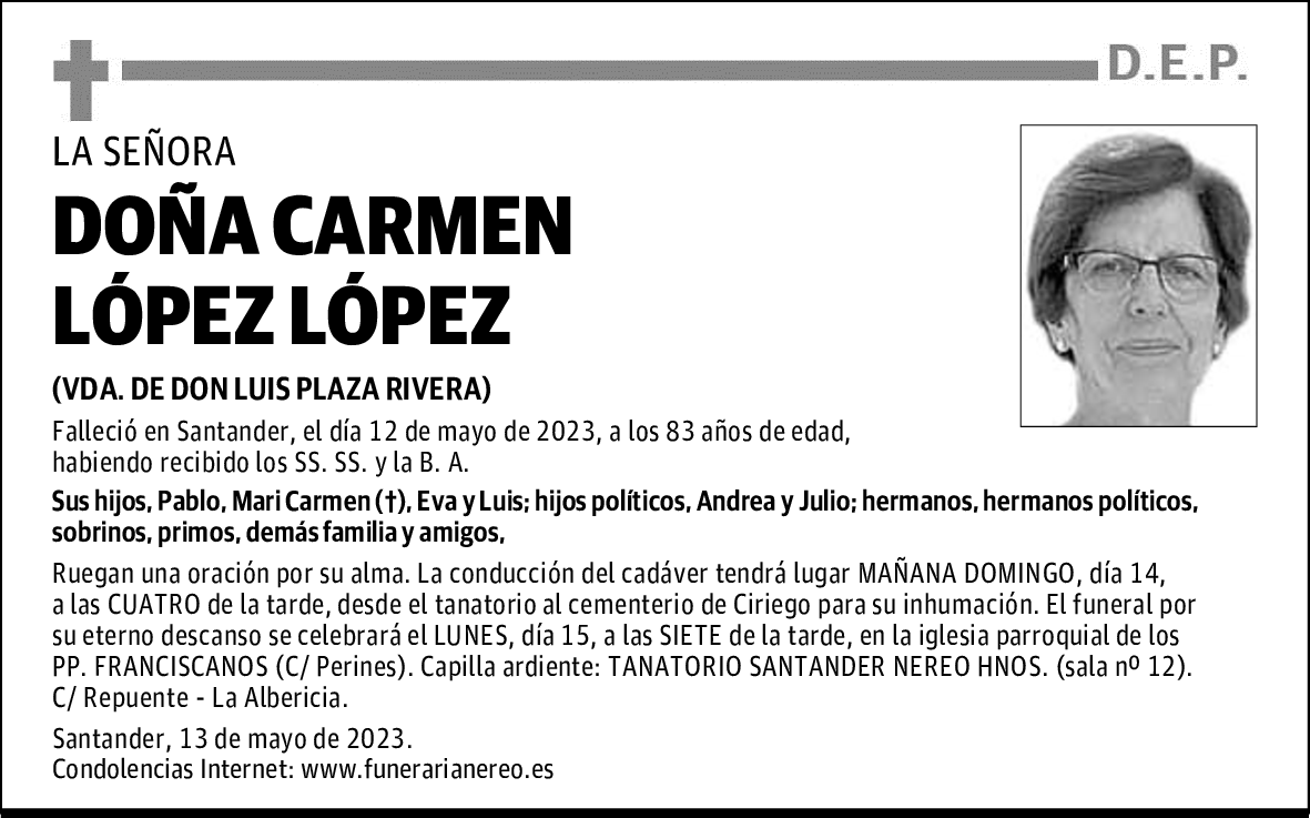 DOÑA CARMEN LÓPEZ LÓPEZ