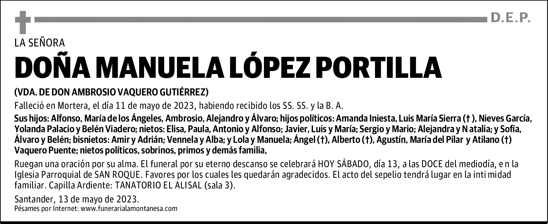 DOÑA MANUELA LÓPEZ PORTILLA