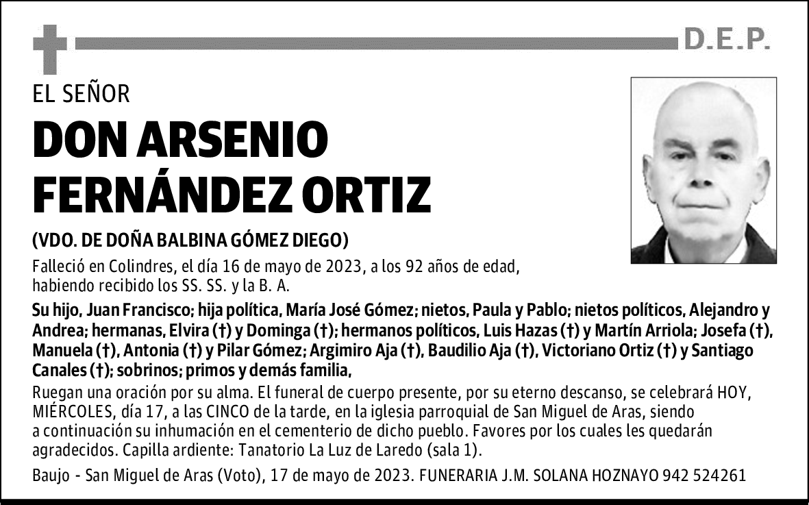 DON ARSENIO FERNÁNDEZ ORTIZ