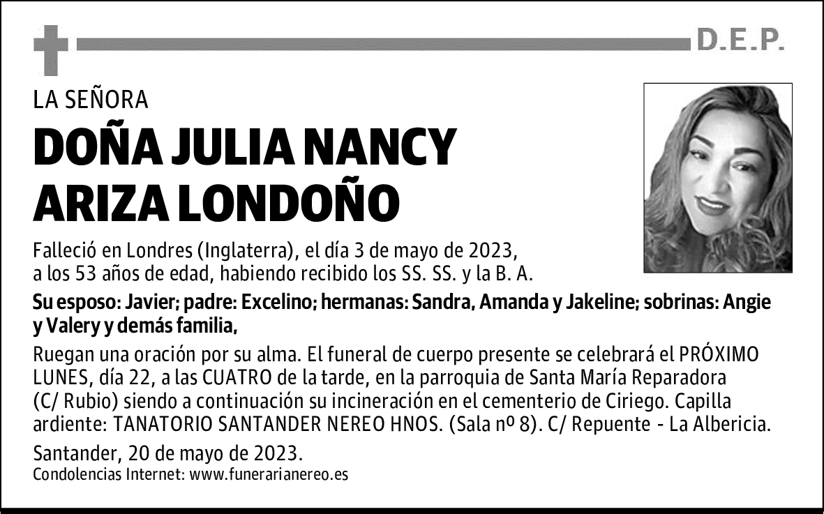 DOÑA JULIA NANCY ARIZA LONDOÑO