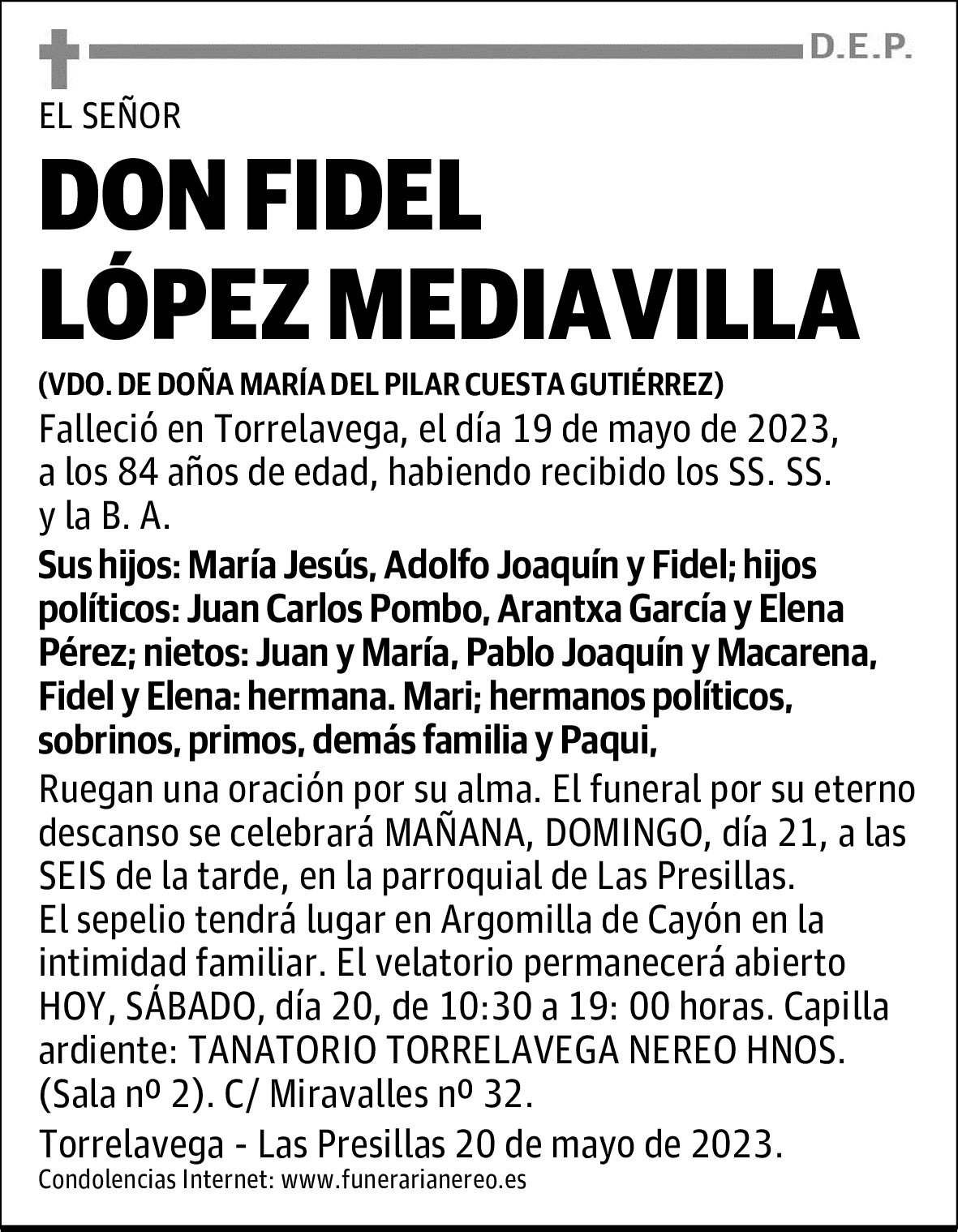 DON FIDEL LÓPEZ MEDIAVILLA