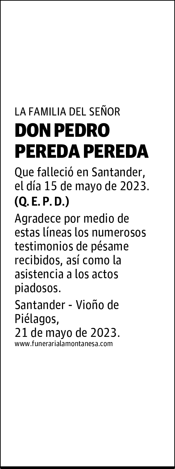 DON PEDRO PEREDA PEREDA