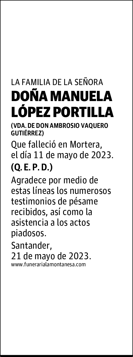 DOÑA MANUELA LÓPEZ PORTILLA