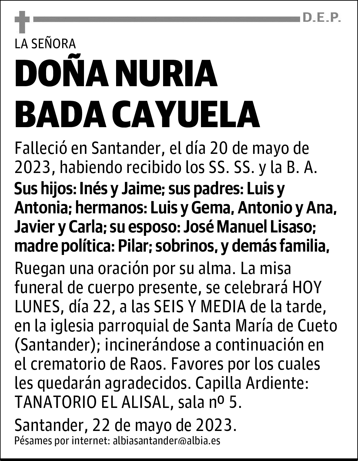 DOÑA NURIA BADA CAYUELA