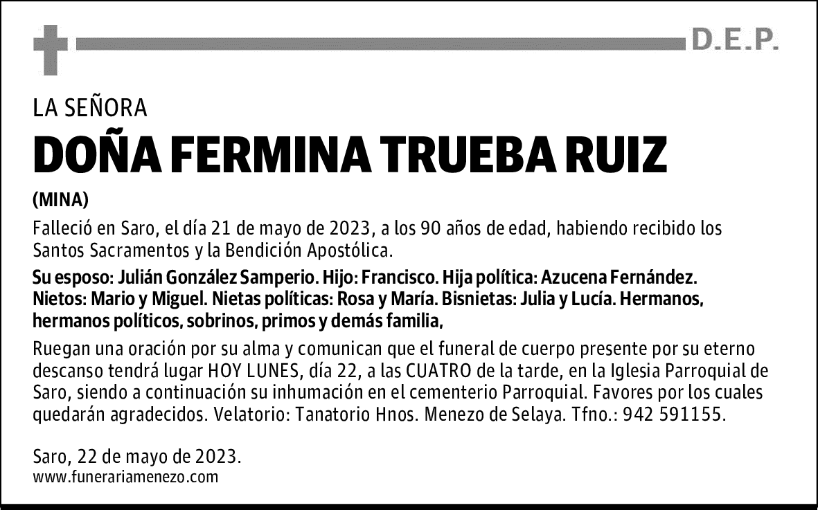 DOÑA FERMINA TRUEBA RUIZ