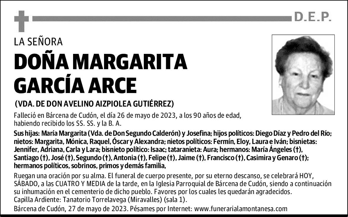 DOÑA MARGARITA GARCÍA ARCE