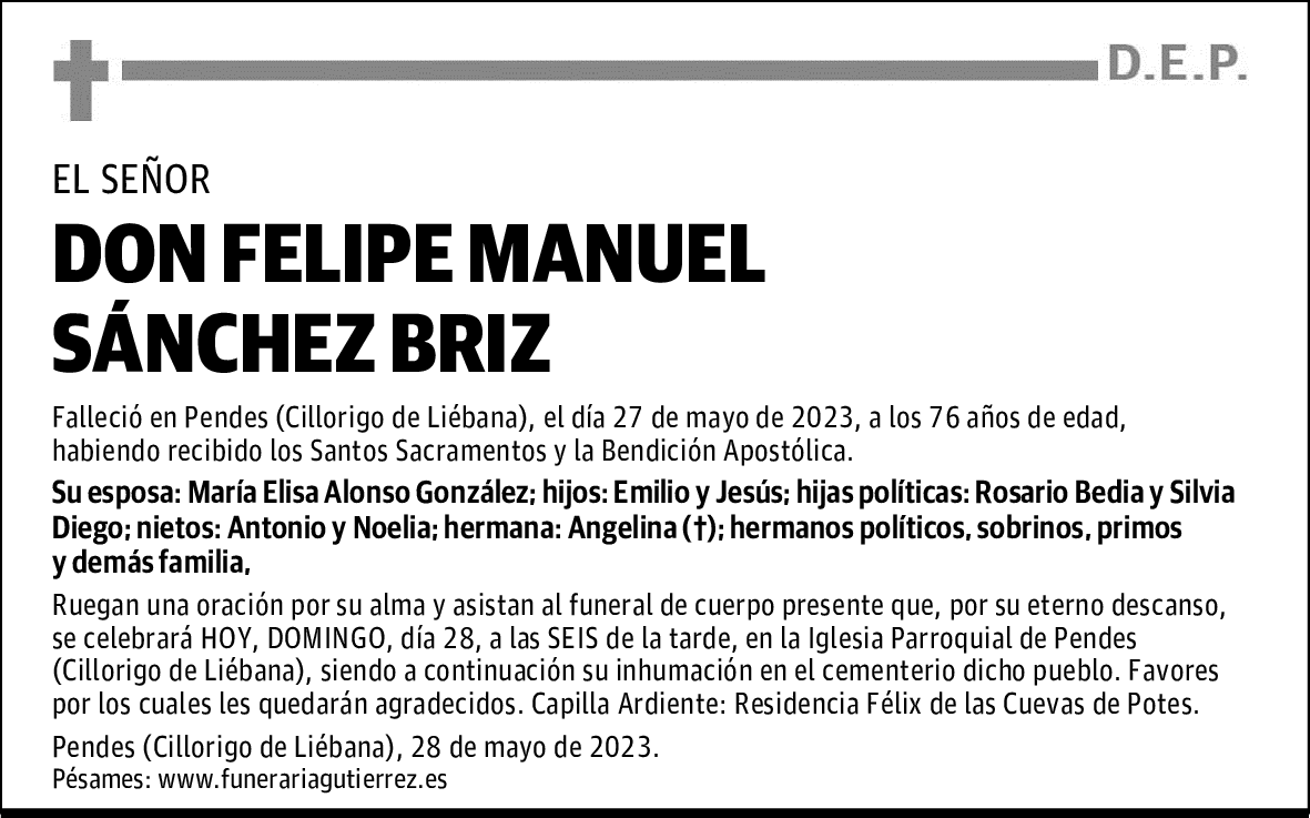 DON FELIPE MANUEL SÁNCHEZ BRIZ