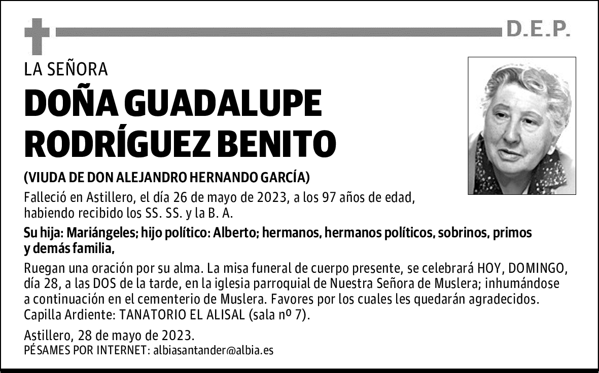 DOÑA GUADALUPE RODRÍGUEZ BENITO