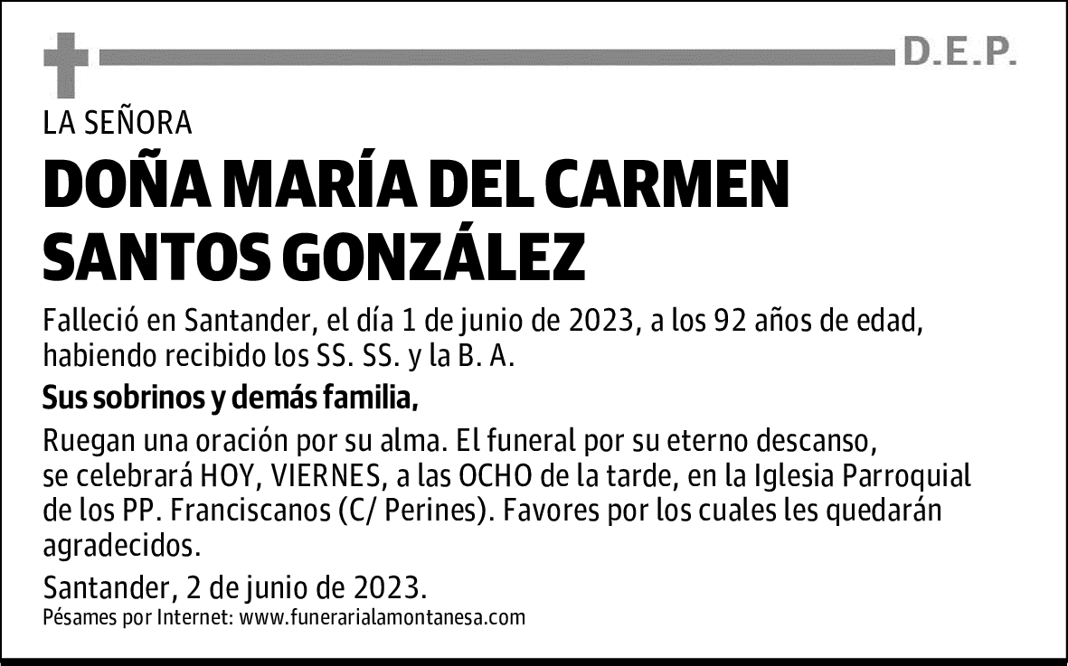 DOÑA MARÍA DEL CARMEN SANTOS GONZÁLEZ