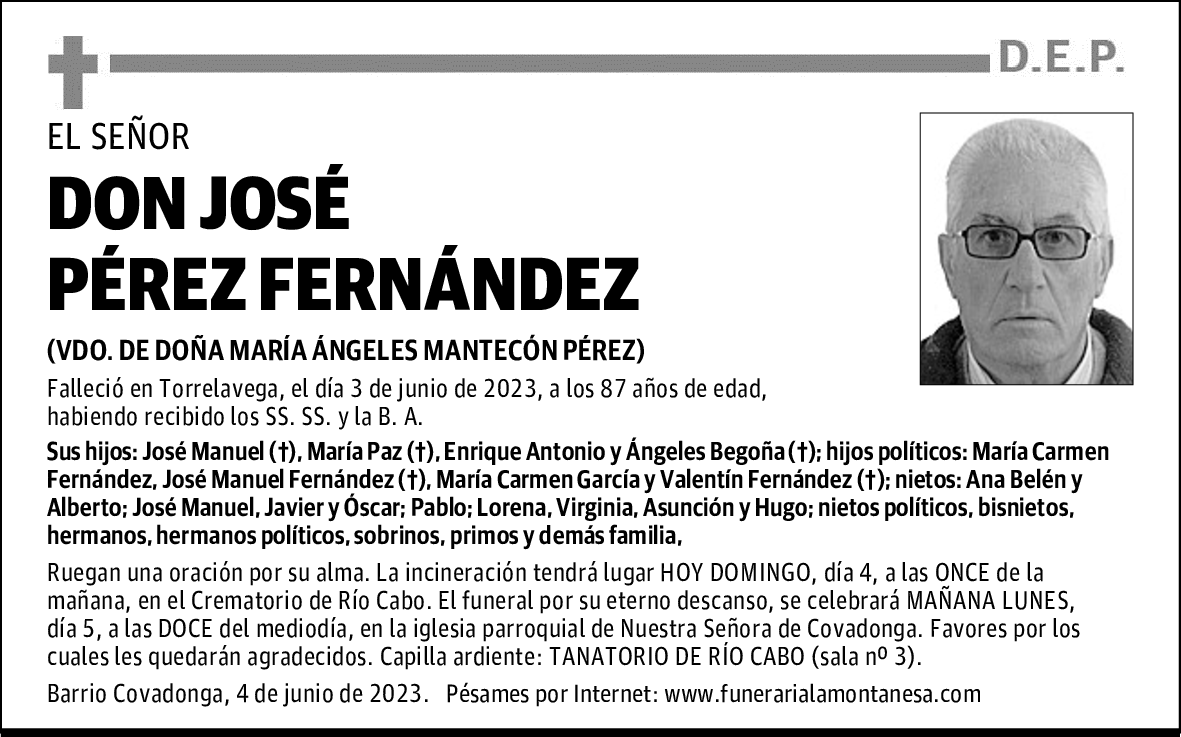 DON JOSÉ PÉREZ FERNÁNDEZ