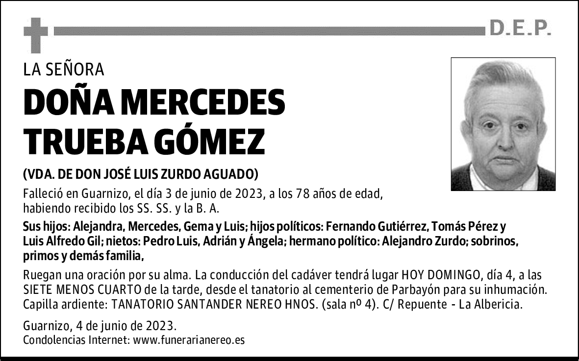 DOÑA MERCEDES TRUEBA GÓMEZ
