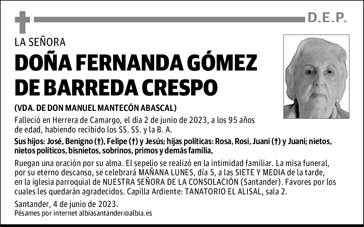 DOÑA FERNANDA GÓMEZ DE BARREDA CRESPO