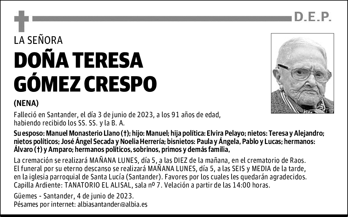 DOÑA TERESA GÓMEZ CRESPO