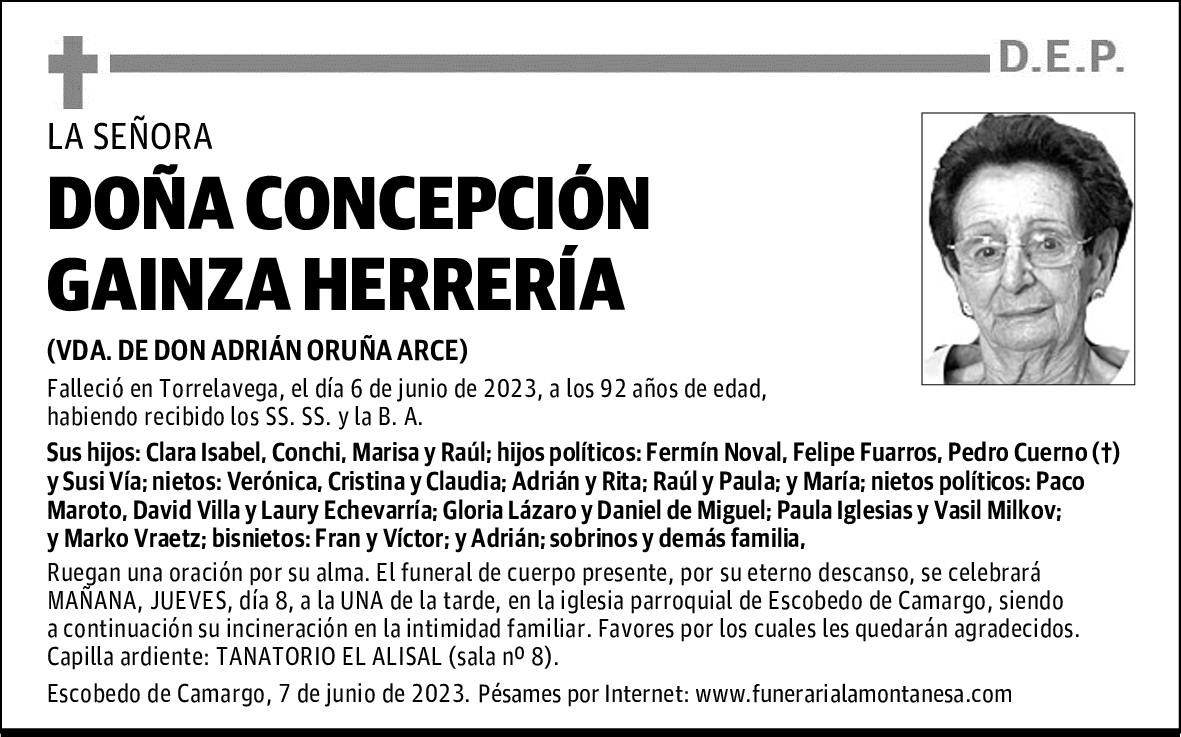 DOÑA CONCEPCIÓN GAINZA HERRERÍA