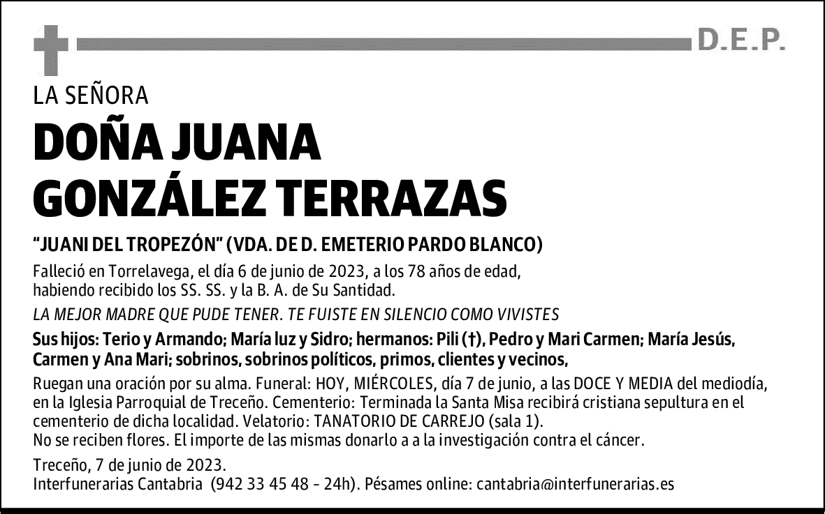 DOÑA JUANA GONZÁLEZ TERRAZAS