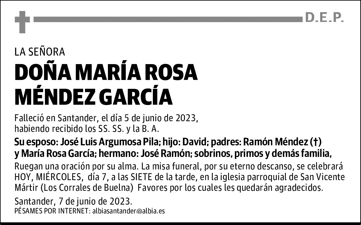 DOÑA MARÍA ROSA MÉNDEZ GARCÍA