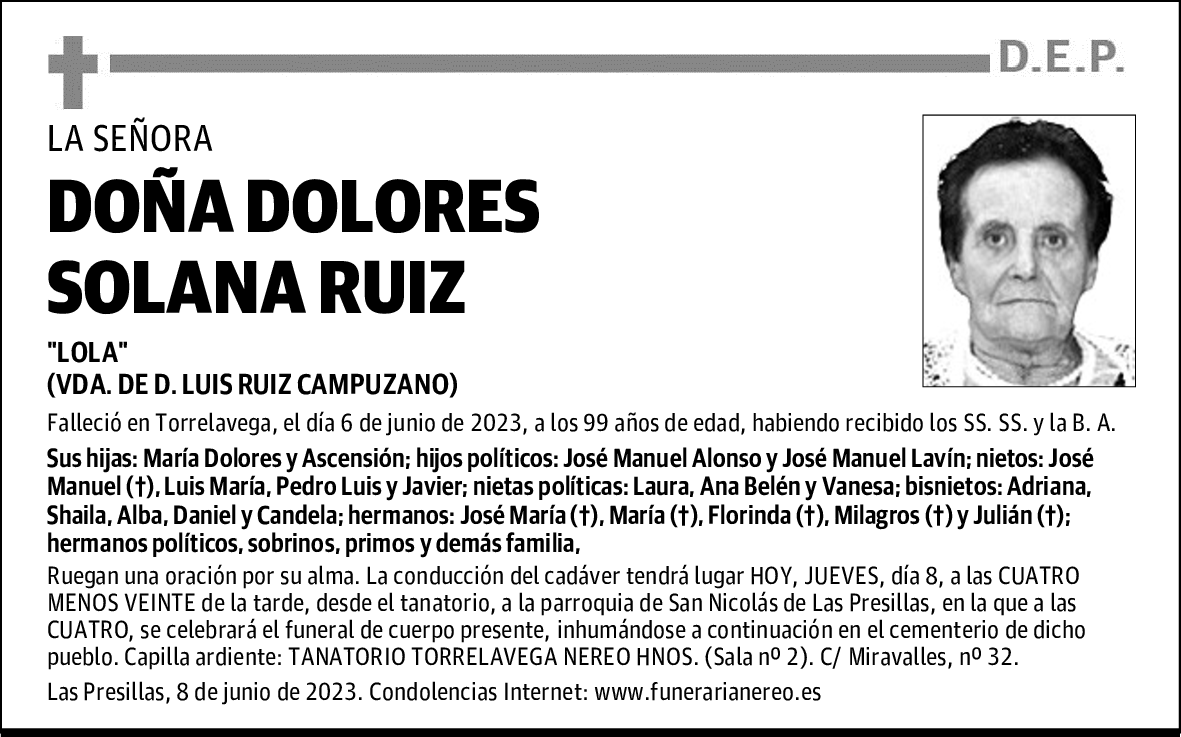 DOÑA DOLORES SOLANA RUIZ