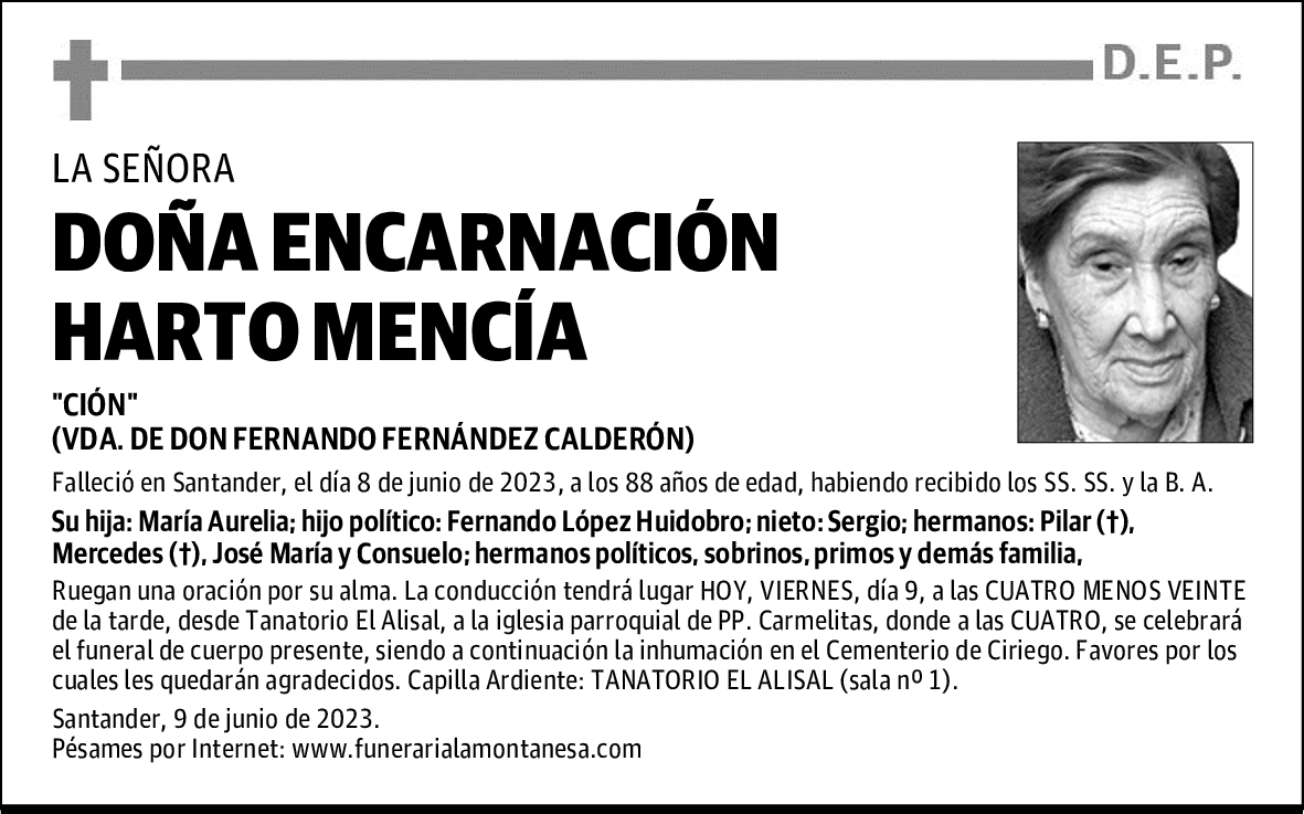 DOÑA ENCARNACIÓN HARTO MENCÍA