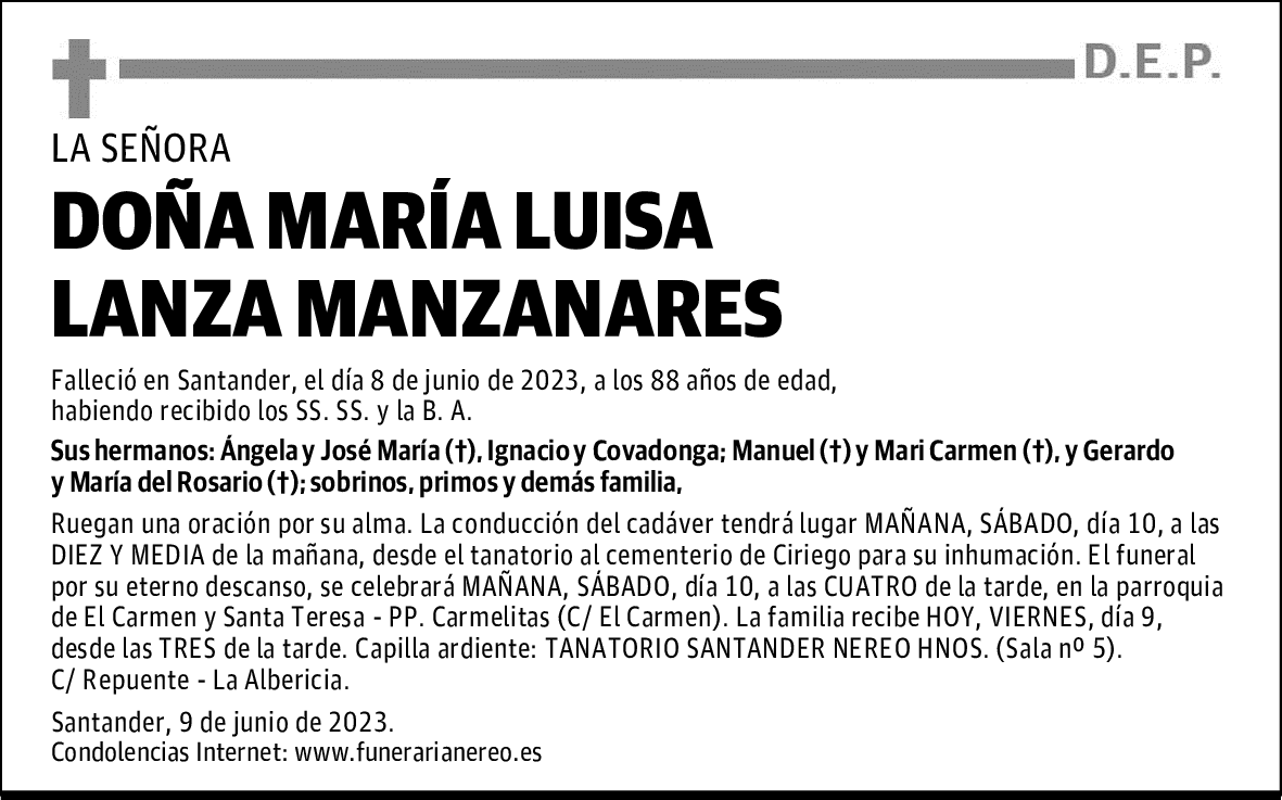 DOÑA MARÍA LUISA LANZA MANZANARES