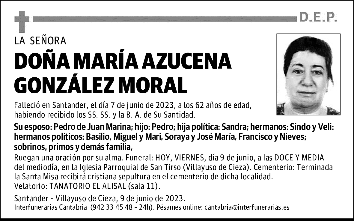 DOÑA MARÍA AZUCENA GONZÁLEZ MORAL