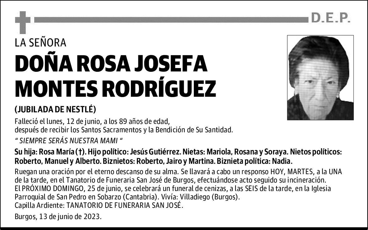DOÑA ROSA JOSEFA MONTES RODRÍGUEZ
