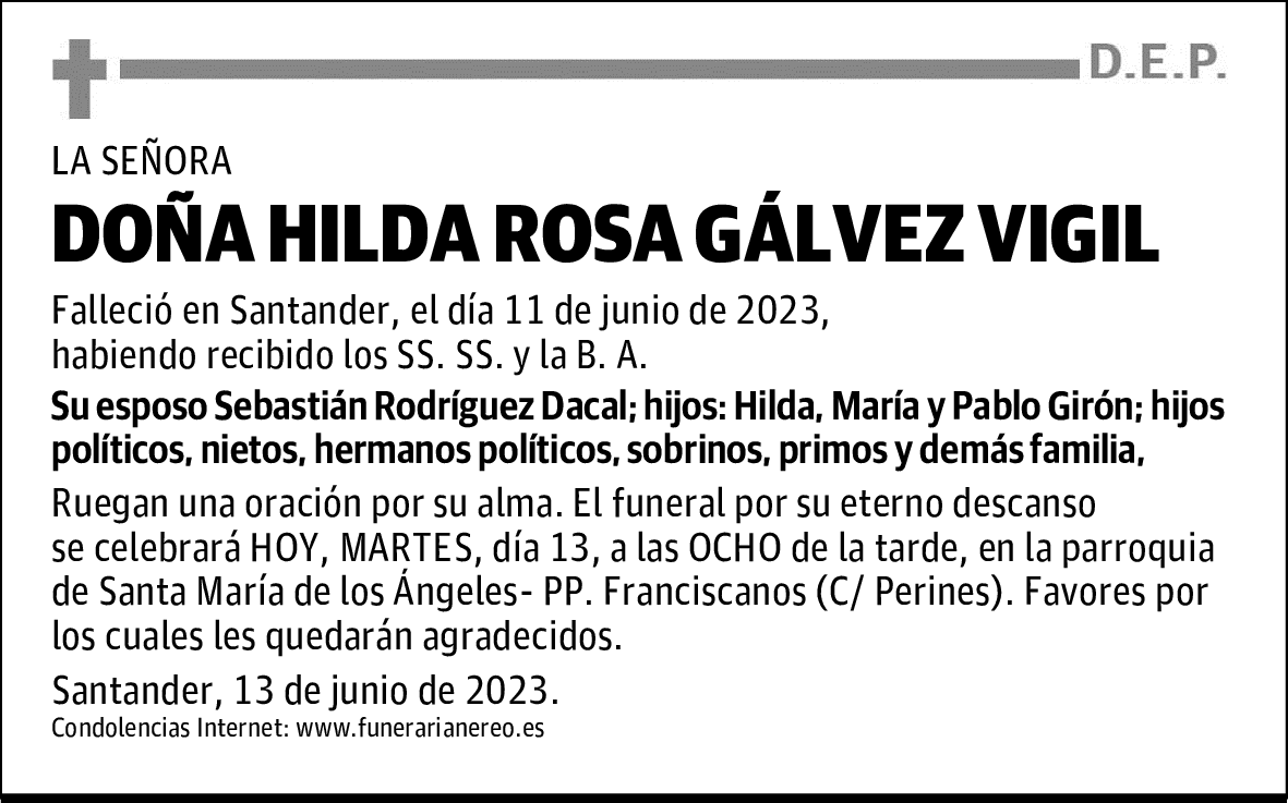 DOÑA HILDA ROSA GÁLVEZ VIGIL