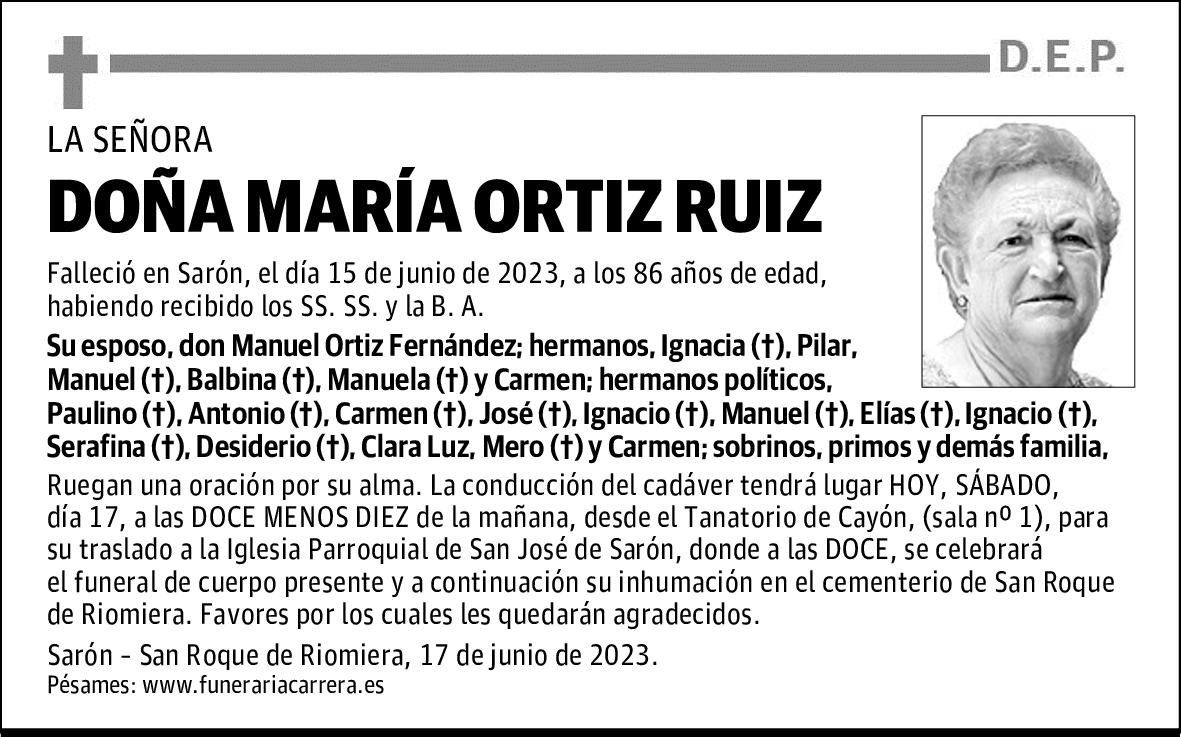 DOÑA MARÍA ORTIZ RUIZ