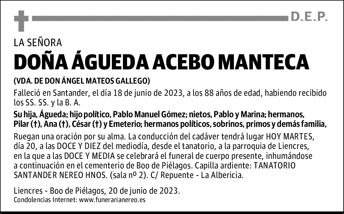 DOÑA ÁGUEDA ACEBO MANTECA