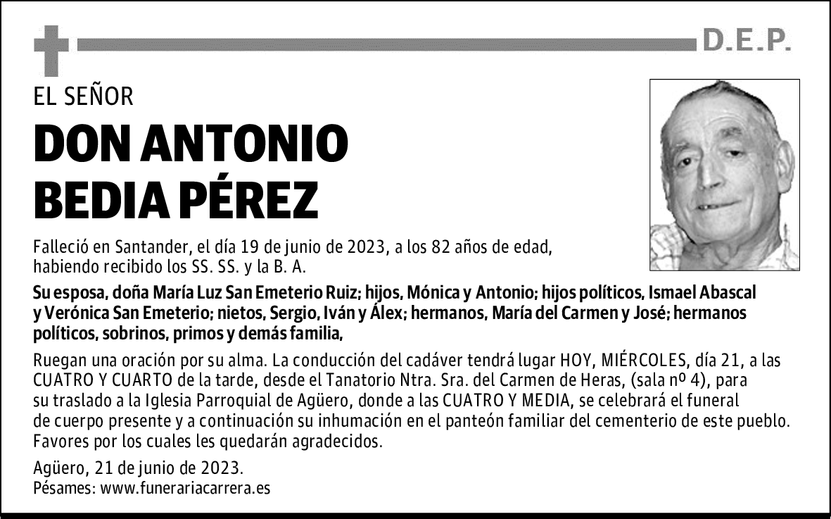 DON ANTONIO BEDIA PÉREZ