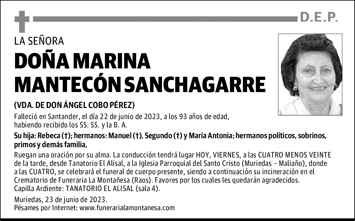 DOÑA MARINA MANTECÓN SANCHAGARRE