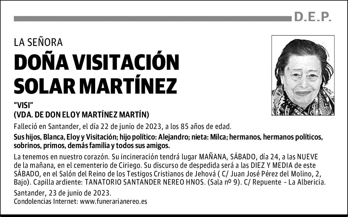 DOÑA VISITACIÓN SOLAR MARTÍNEZ