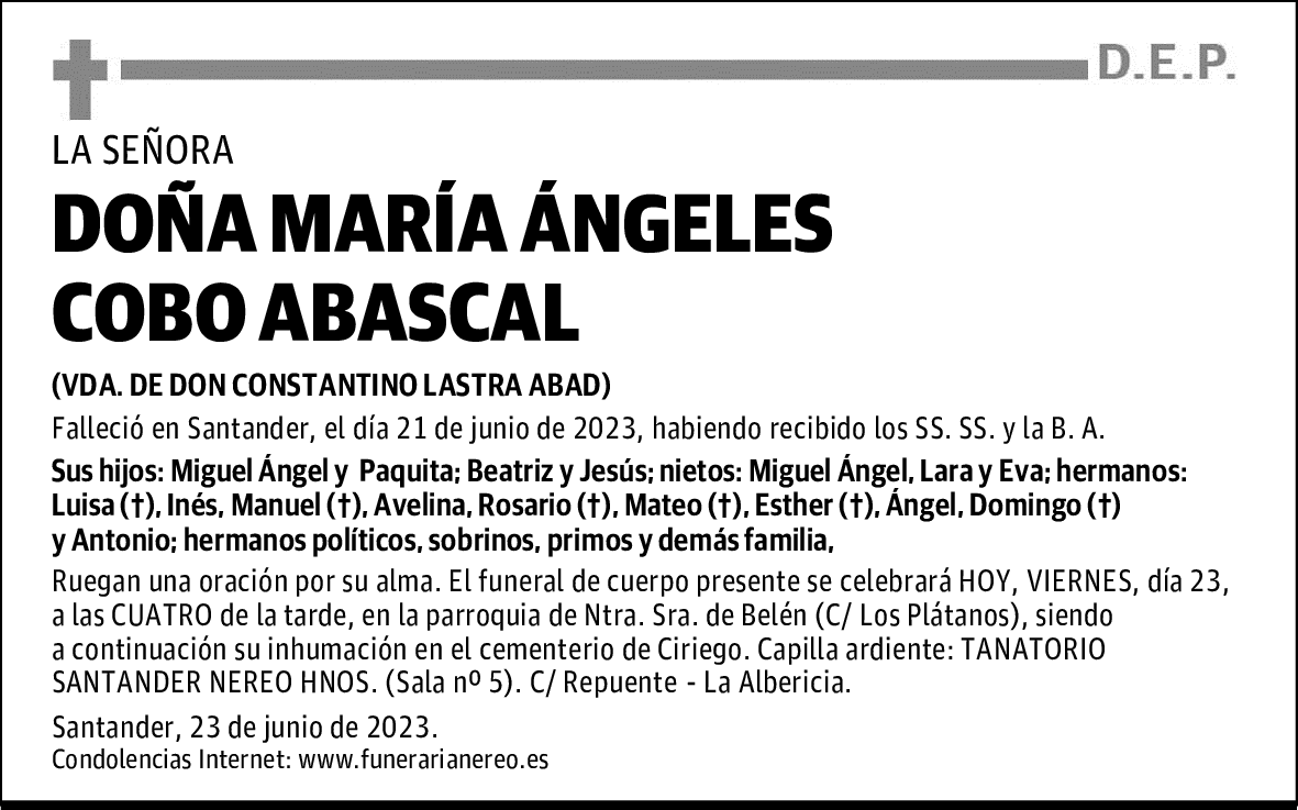 DOÑA MARÍA ÁNGELES COBO ABASCAL
